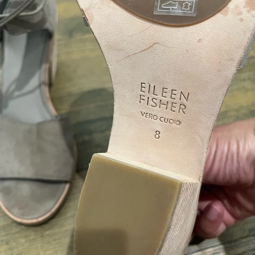 Eileen Fisher‎ Tan Suede Leather Sandals Size 8